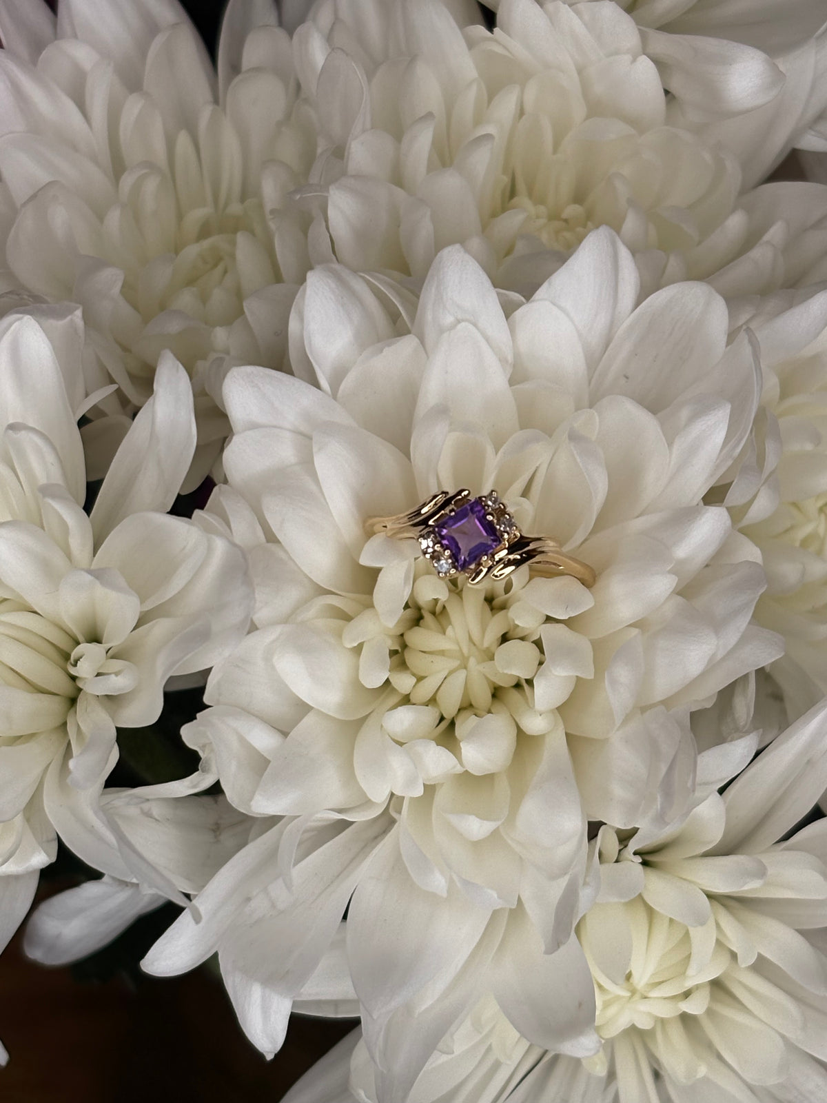 14k Amethyst Stone With Diamonds