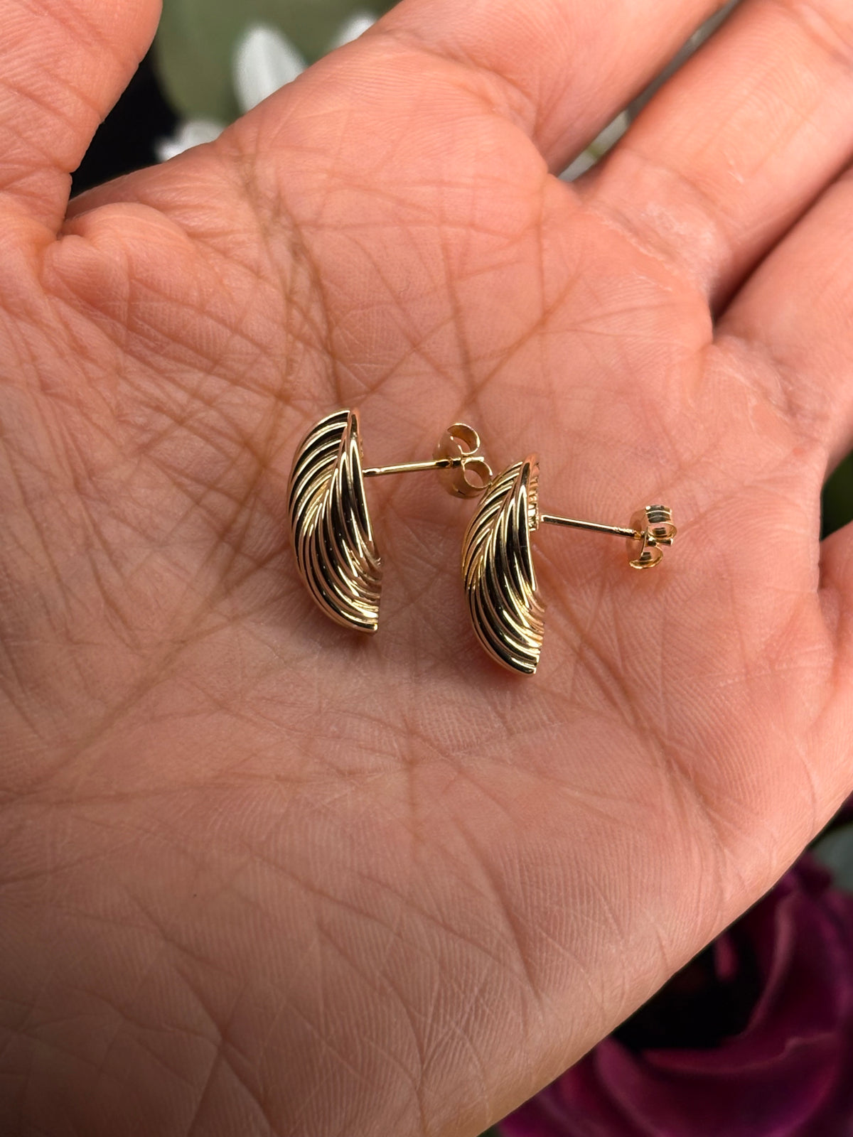 14k Aretes de Hojita