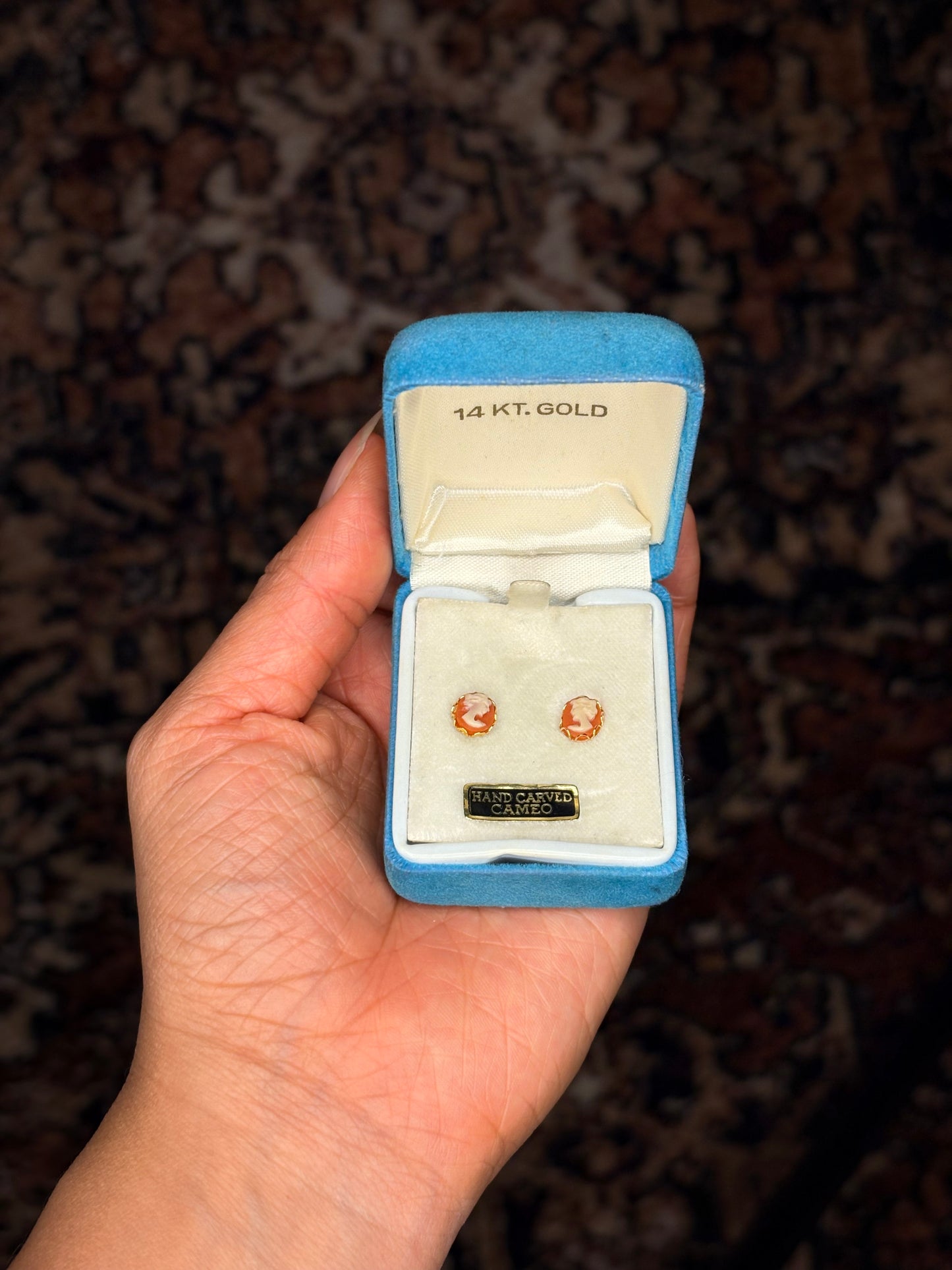 14k Hand-Carved Cameo Earrings