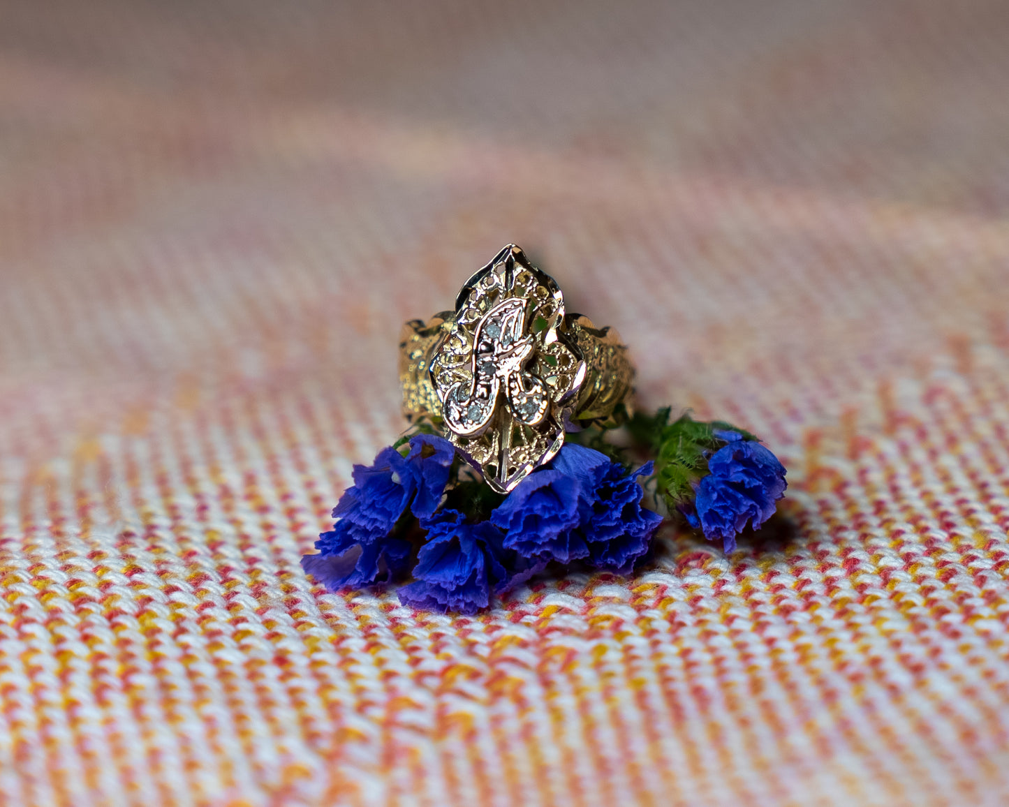 14k Filigree "A" Ring