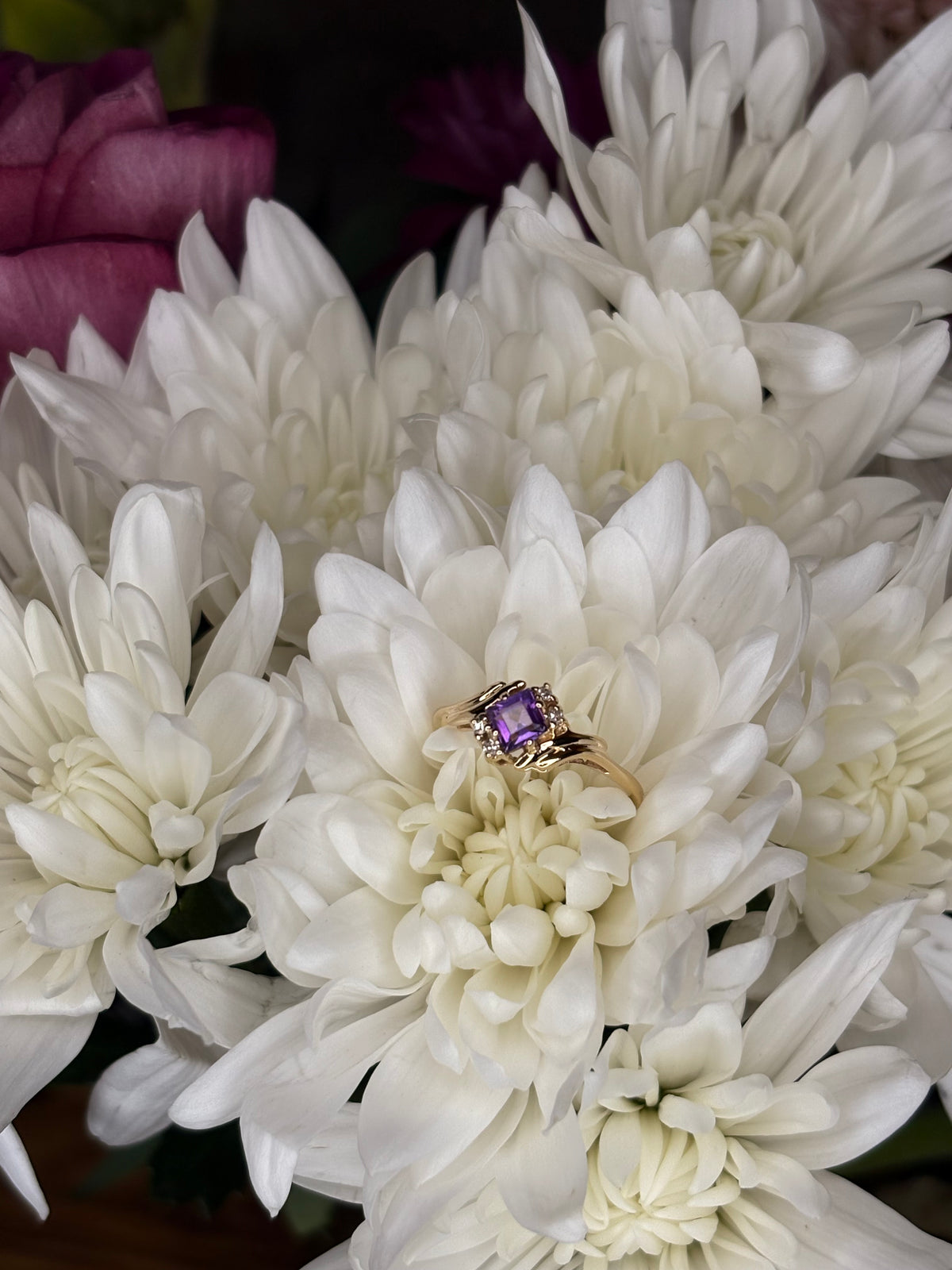 14k Amethyst Stone With Diamonds