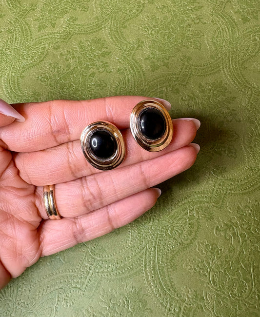 14k Vintage Onyx Earrings