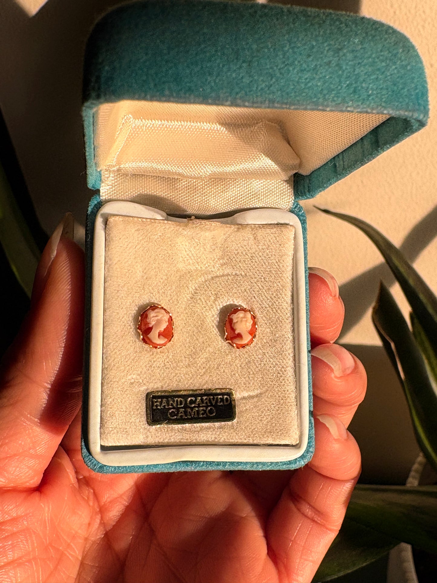 14k Hand-Carved Cameo Earrings