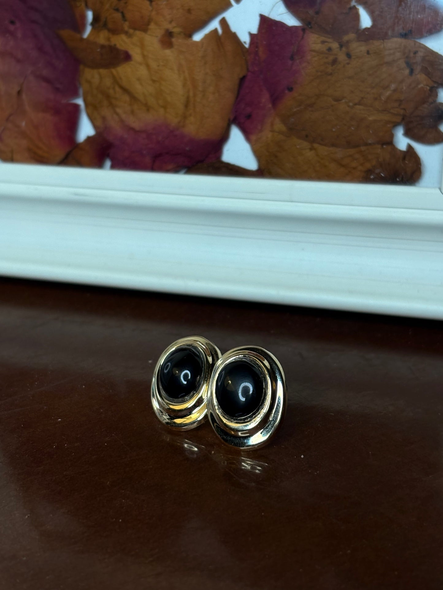 14k Vintage Onyx Earrings