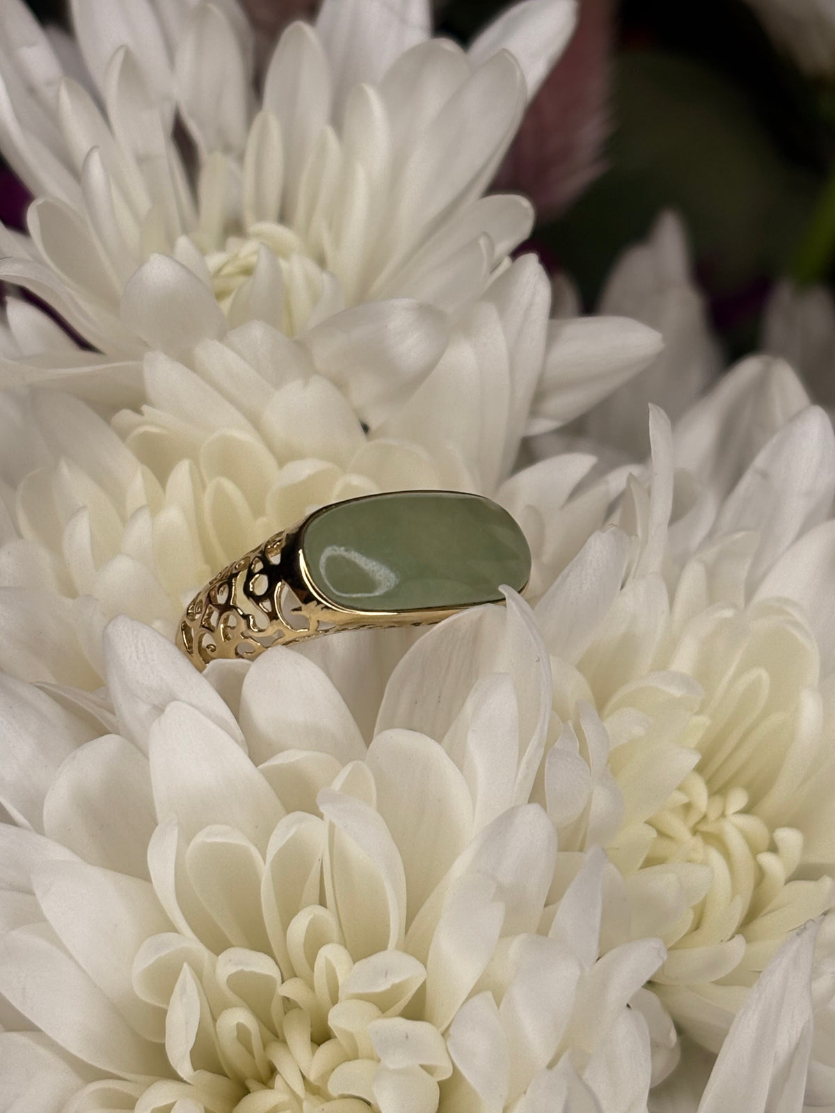 14k Jade Filigree Ring