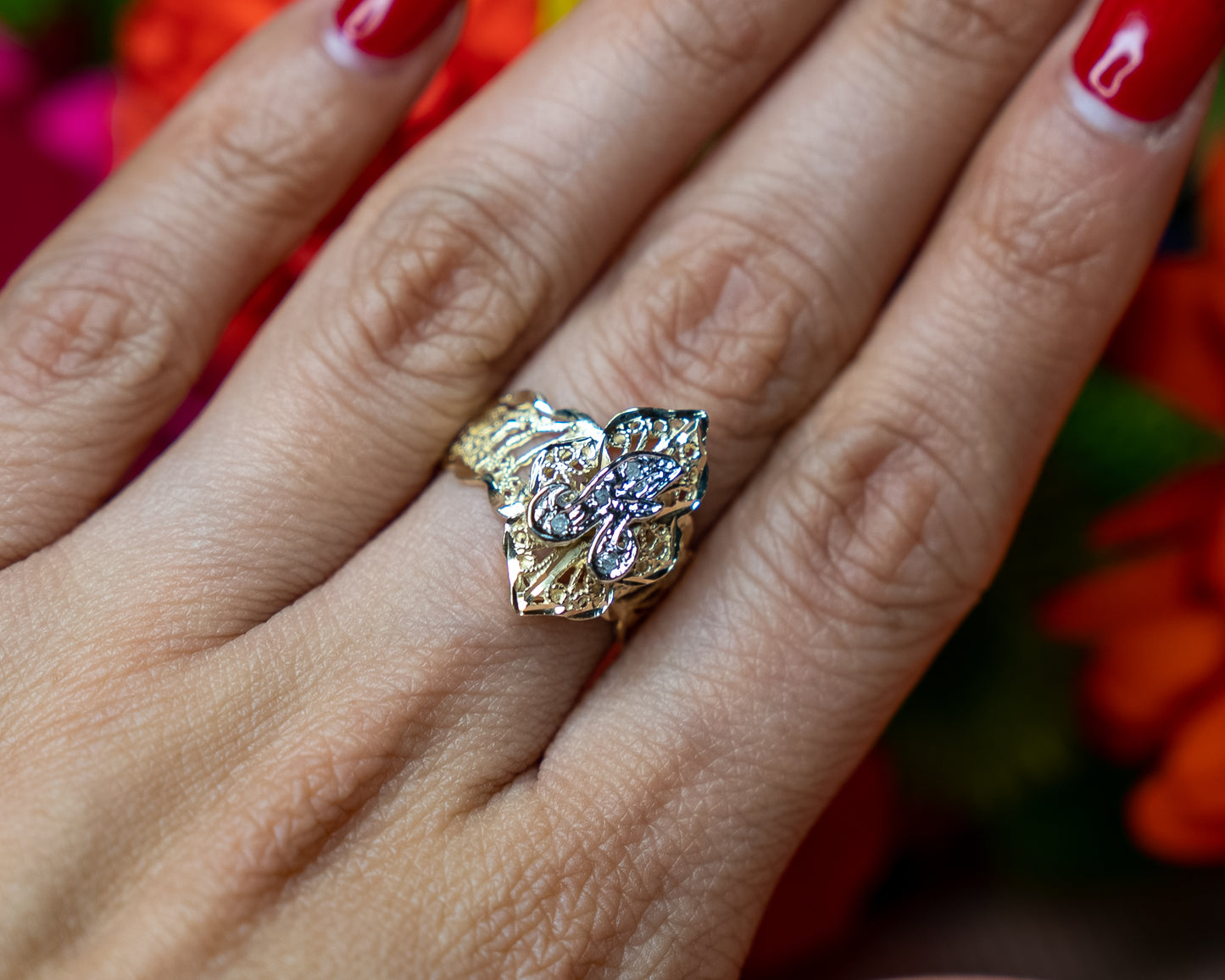 14k Filigree "A" Ring