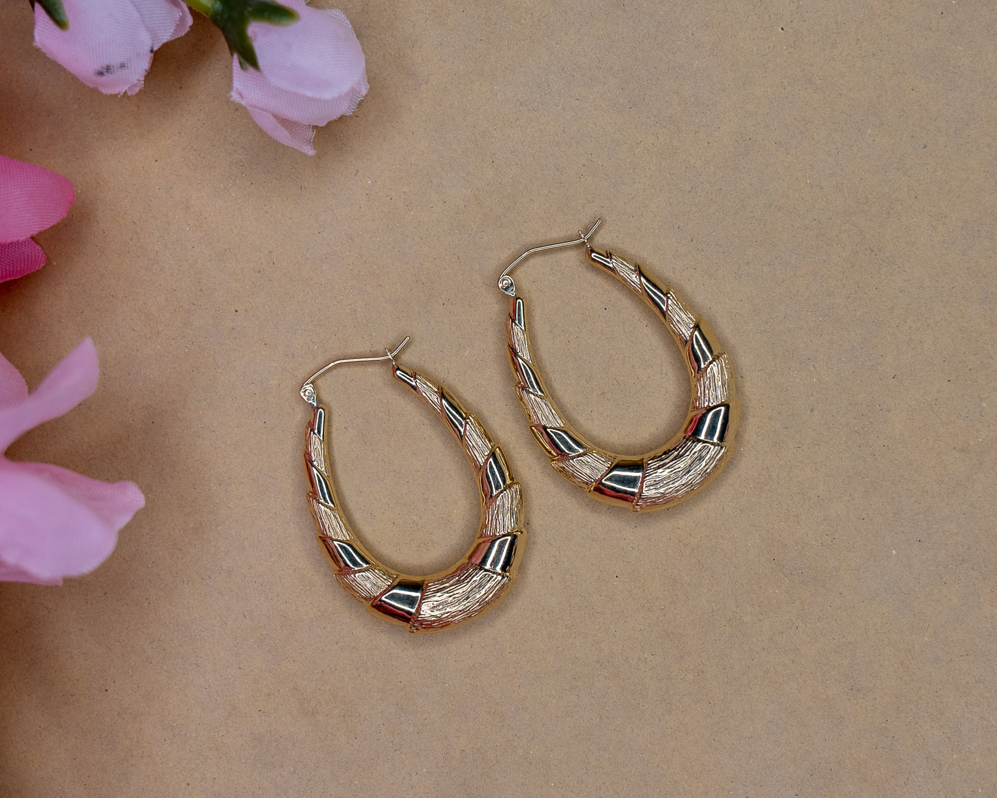 14k Vintage Inspired Bamboo Spiral Hoops