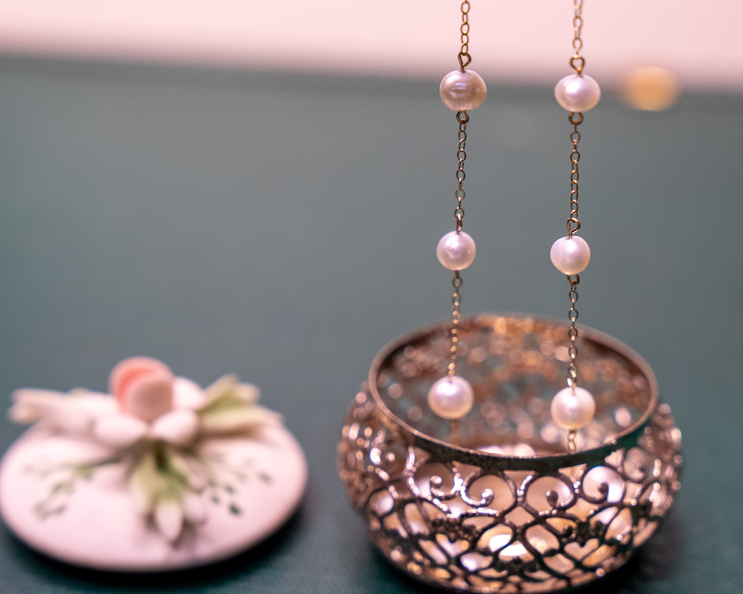 14k Collar De Perlitas